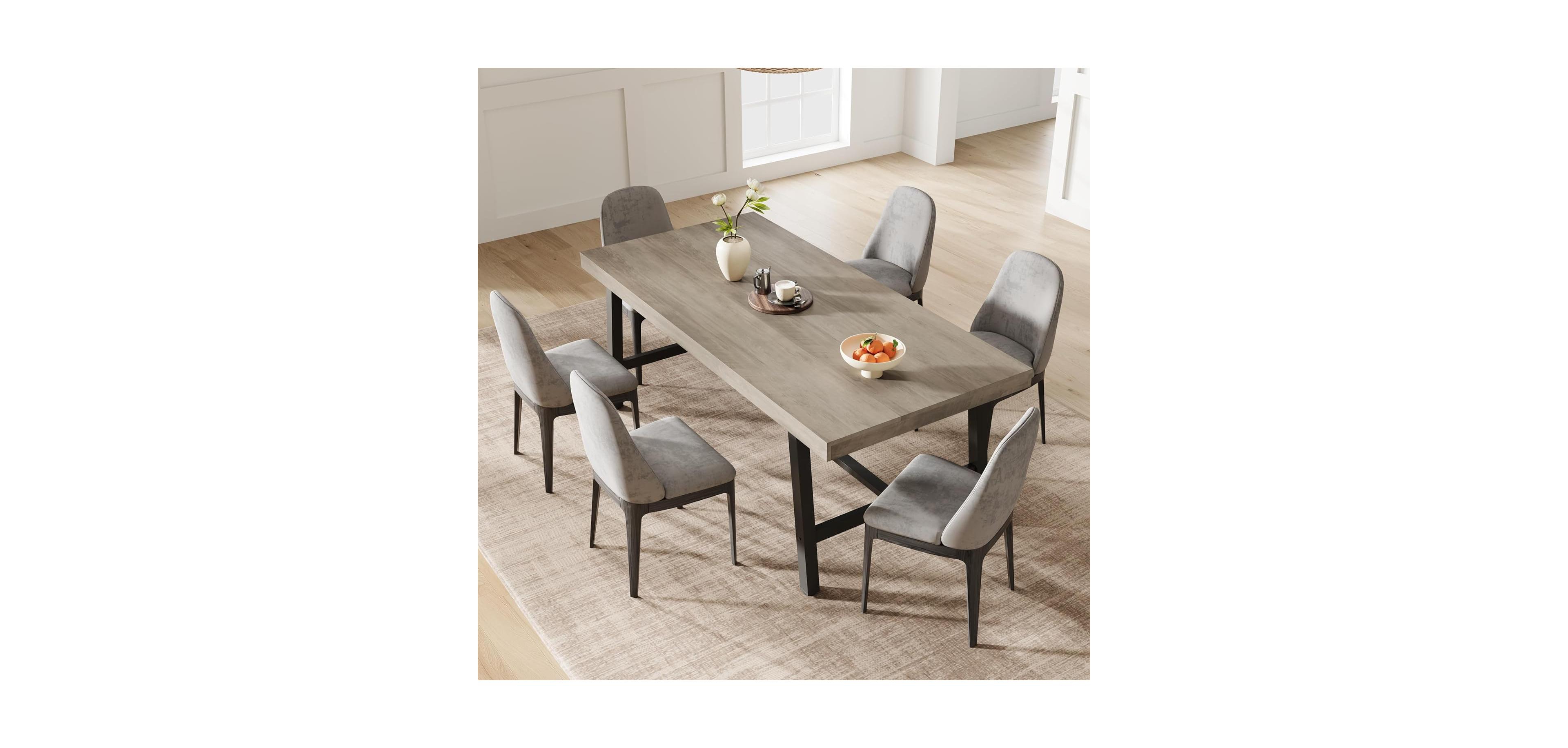 Gaomon Kitchen Table Gray 70.87 inch Large Rustic Wood Dining Table for Dining Room, Home Office, Living Room
