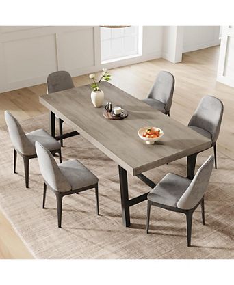 Kitchen Table Gray 70.87 inch Large Rustic Wood Dining Table for Dining Room, Home Office, Living Room