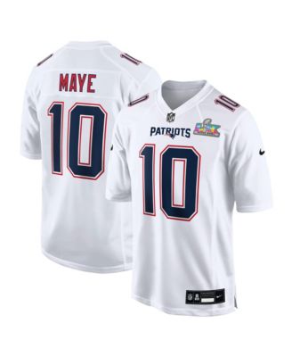 Men's Drake Maye White New England Patriots Super Bowl LX Fashion Game Jersey