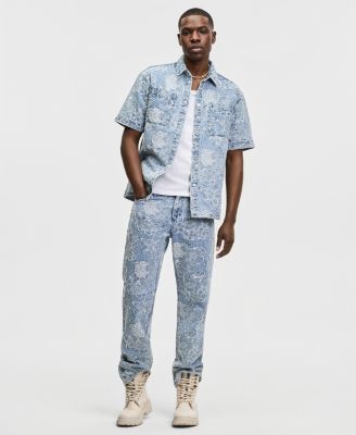 Men's Meadow Short-Sleeve Jacquard Denim Shirt