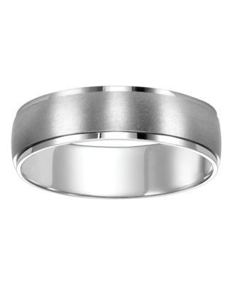 14k White Gold Brushed Finish Wedding Band