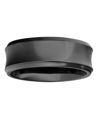Men's Black Titanium Ring, Concave Wedding Band (8mm)