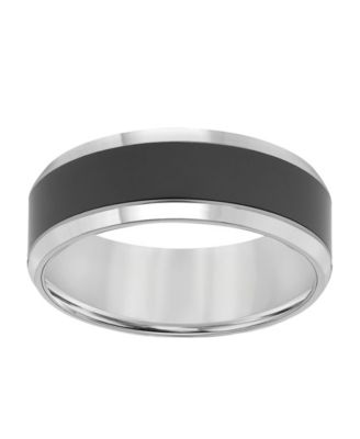 Men's Tungsten Carbide and Ceramic Ring, 8mm Wedding Band