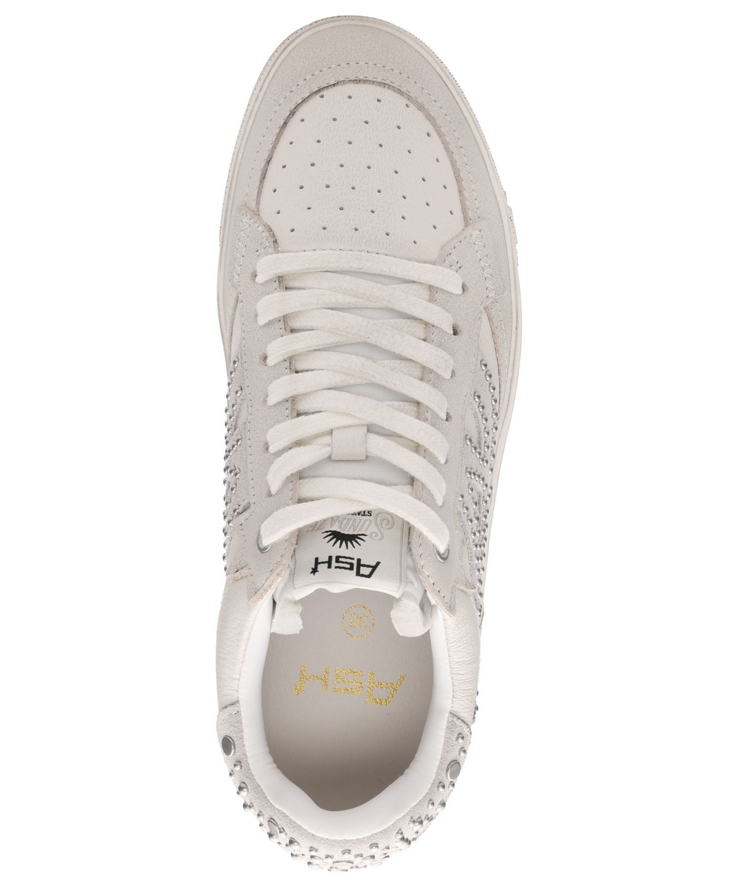 Женские кроссовки ASH Moonlight Studs Lace-Up, цвет: Бежевый белый / Серый — фото 4