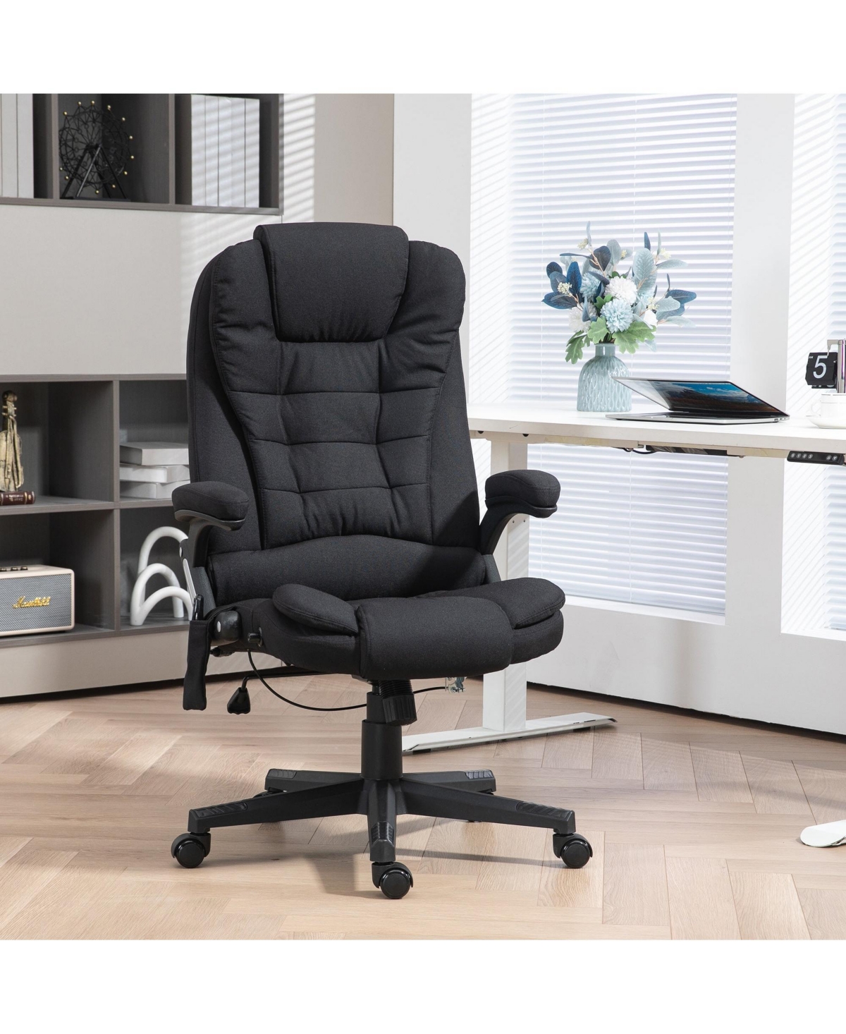 Boyel Living 6 Point Vibrating Massage Office Chair with Lumbar Heat Black