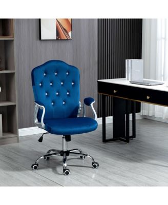 Home Office Chair Velvet Computer Chair Button Tufted with Swivel Wheels