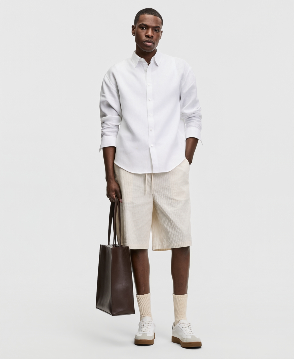 Mode of One Men's Relaxed-Fit Long-Sleeve Linen Shirt, Macy's Exclusive