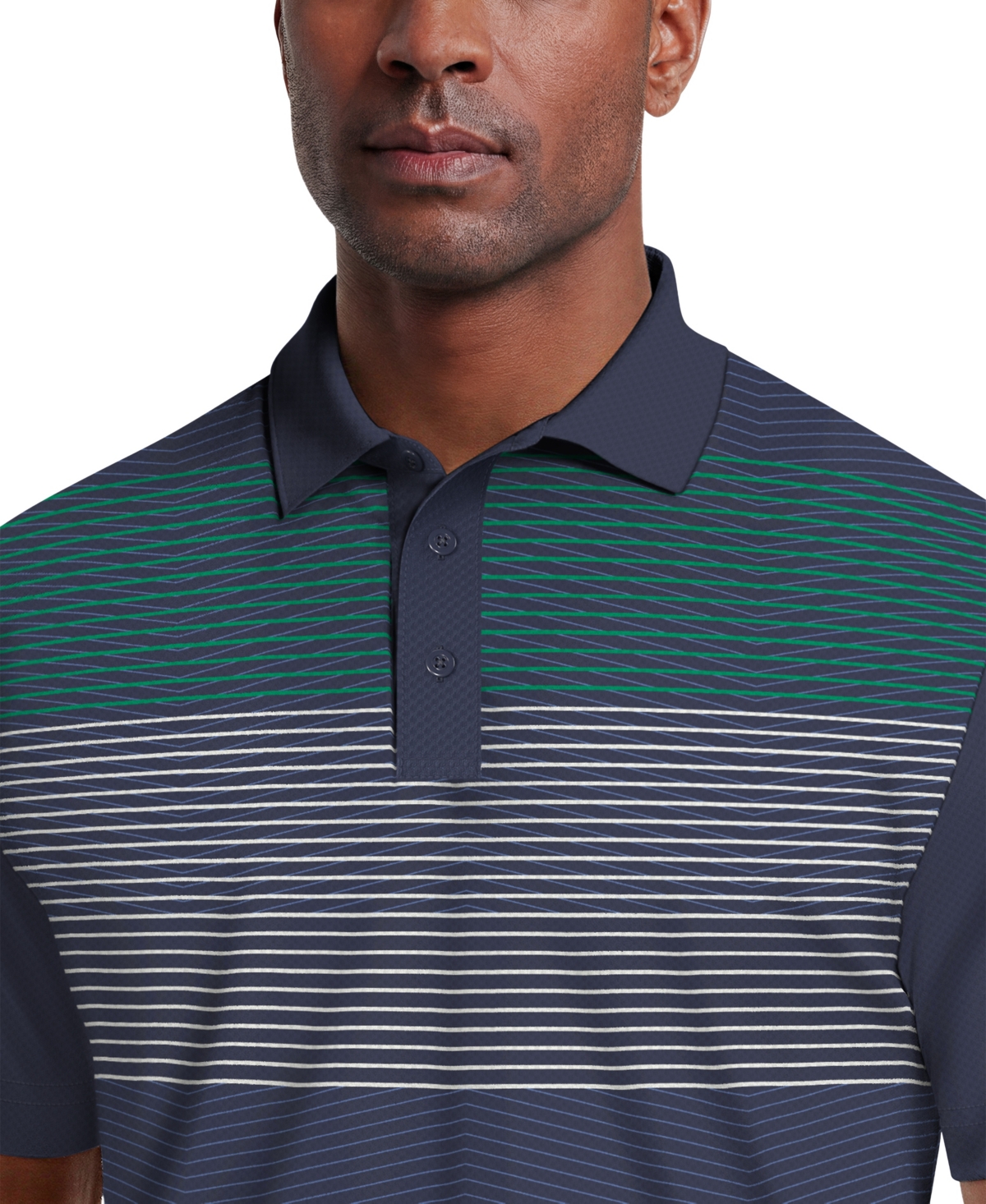 Pga Tour Men's Layered Stripe Print Golf Polo Shirt