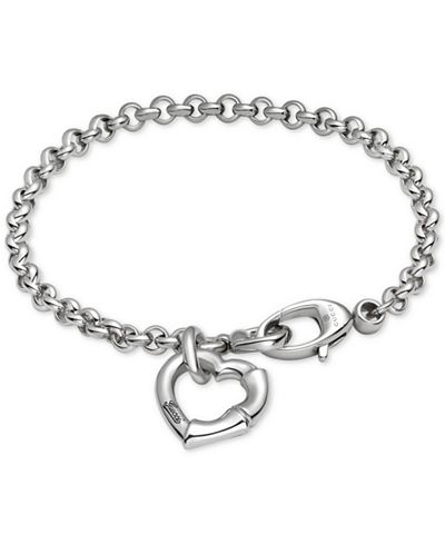 Gucci Women's Sterling Silver Heart Charm Bracelet ...