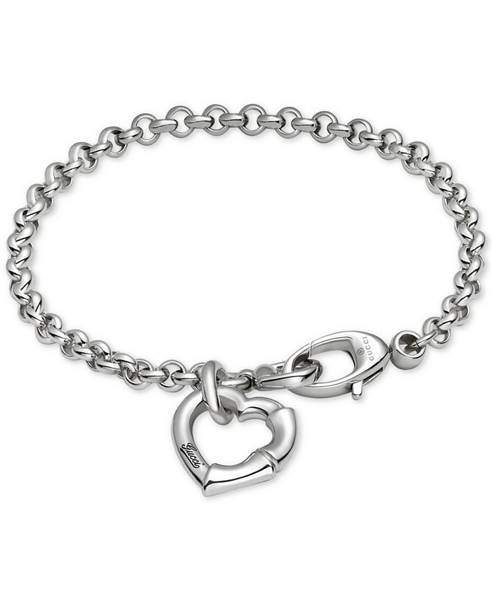 Gucci Women's Sterling Silver Heart Charm Bracelet YBA390138001017 - Macy's