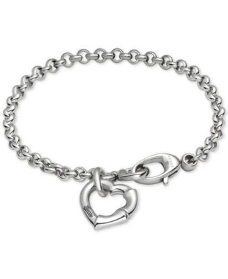 Gucci Women's Sterling Silver Heart Charm Bracelet YBA390138001017 - Macy's