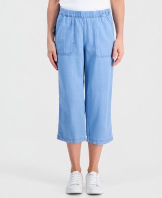 Petite Anna Pull-On Chambray Capri Pants