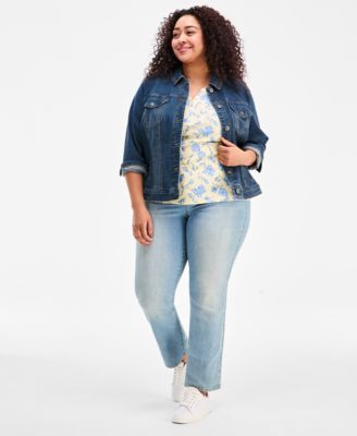 Plus Size Short-Sleeve Henley Top