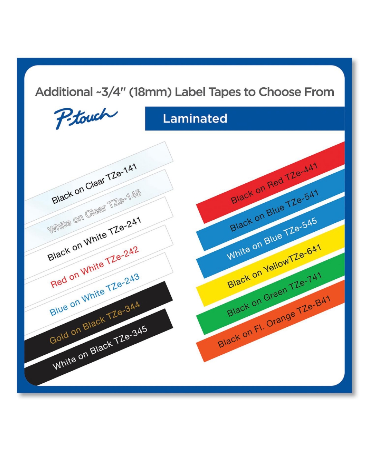 Brother P-Touch Tze241 0.7 in. x 26.2 ft. TZE Standard Adhesive Laminated Labeling Tape - Black on White