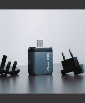 32201 65 Watts 3-Port GaN Wall Charger - Black/Gray
