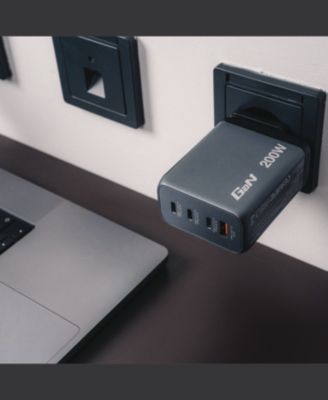 32204 200 Watts 4-Port GaN Wall Charger - Black/Gray