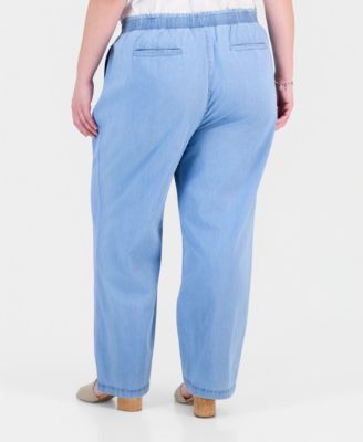 Size Tie-Waist Wide-Leg Pants