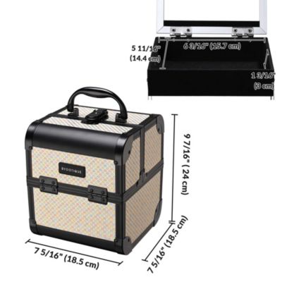 2-Piece Makeup Train Case Cosmetic Organizer Kit Art Deco Pastel