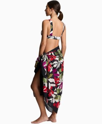 Women's Printed Border Swim Pareo Cover-Up Skirt