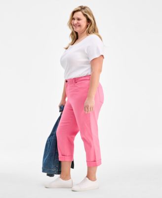 Plus Size Curvy Roll-Cuff Capri Jeans