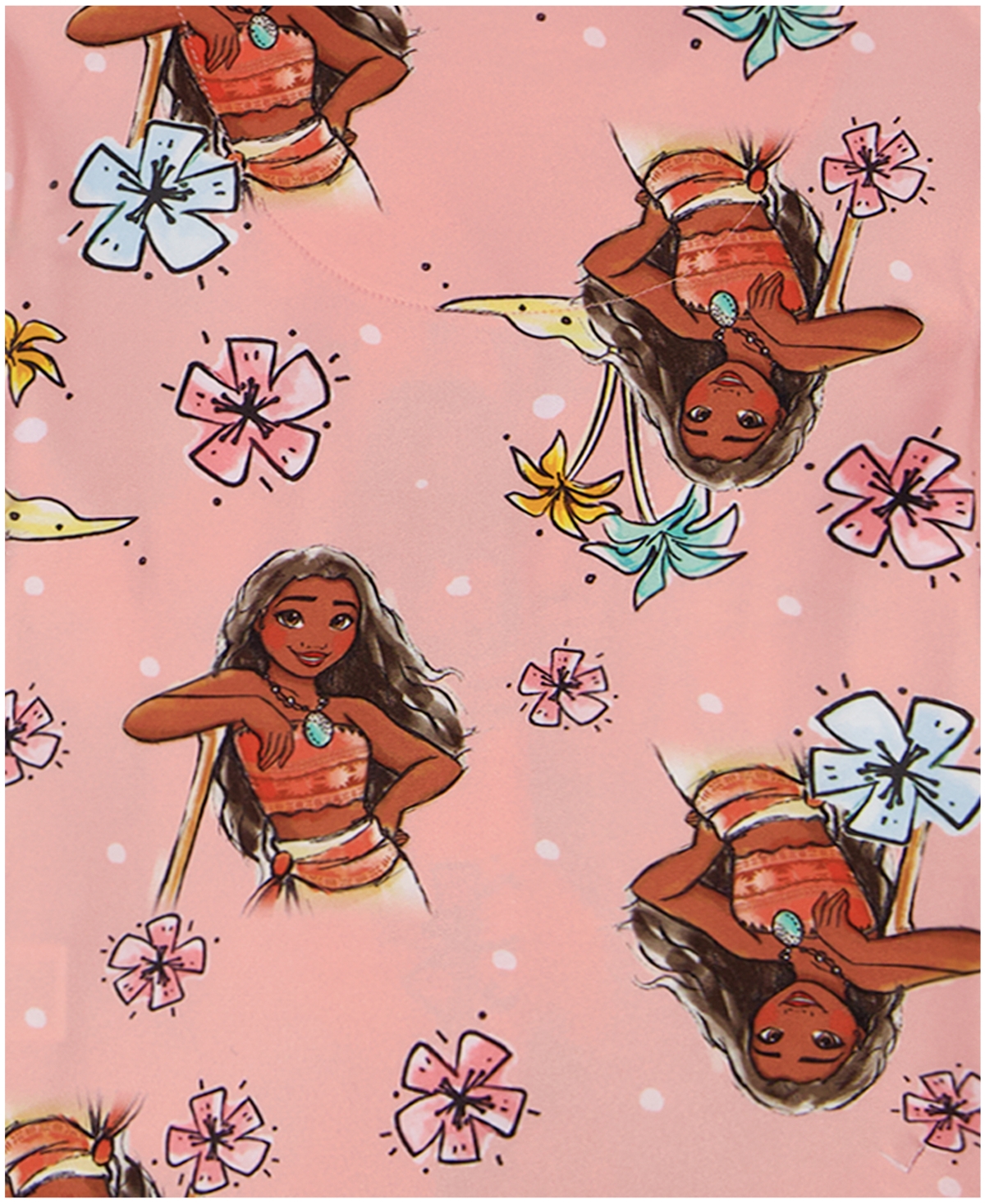 Moana Girls' Toddler 2T-4T All Over Print Top and Shorts, 2-Piece Pajama Set