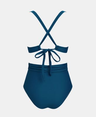 Women's High Waisted Ruched Lined Bikini Set