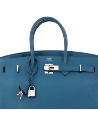 Birkin 35 Handbag Blue Togo with Palladium Hardware