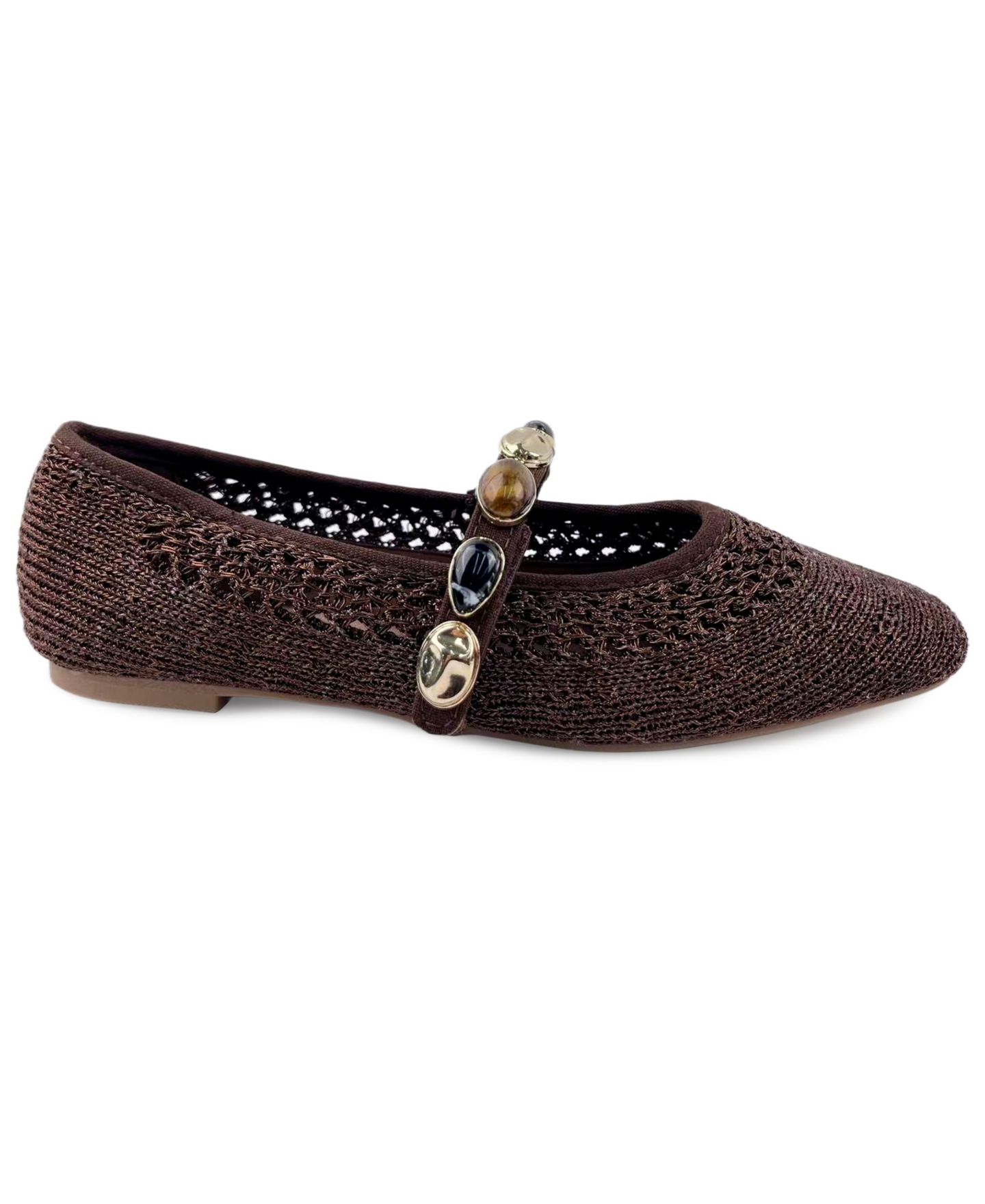 Женские балетки Kenneth Cole New York Zeta Stones Mary Jane Ballet Flats, цвет: Тёмно-коричневый вязаный — фото 2