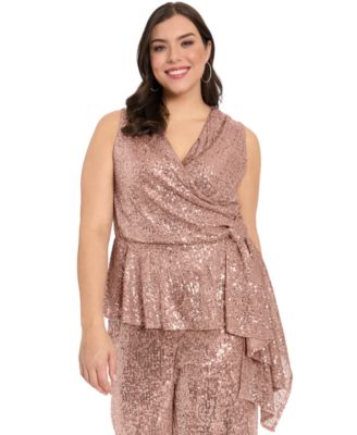 Plus Size Side Twist V-Neck Wrap Top