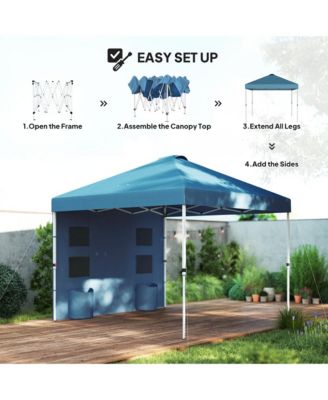 10' x 10' Pop Up Canopy Tent with Sidewall, UPF50+, Sea