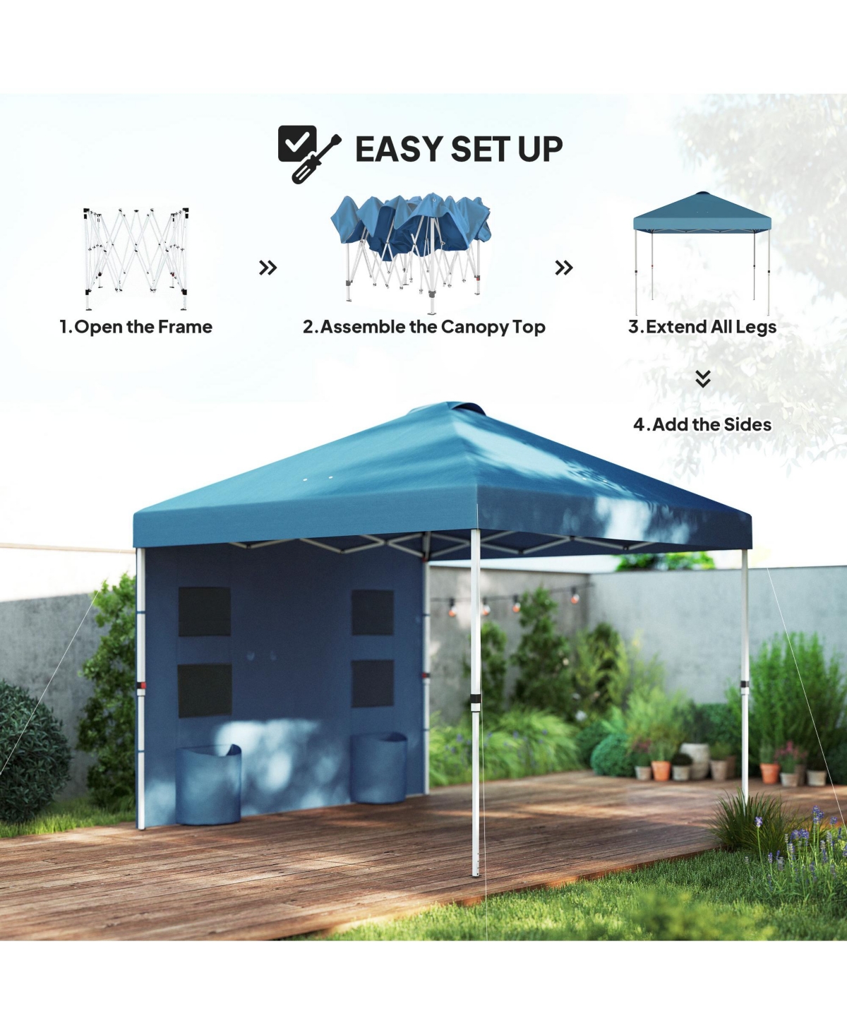 Outsunny 10' x Pop Up Canopy Tent with Sidewall, UPF50+,