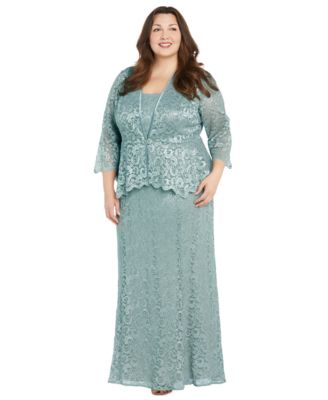 Plus Size Metallic Lace Jacket and Dress  