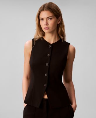 Women's V-Neck Front Button Vest