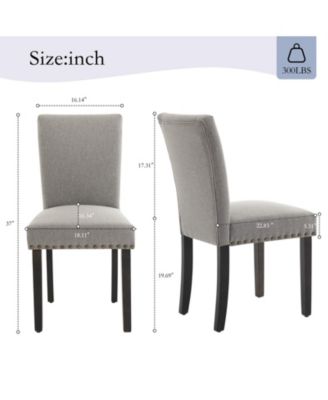 Set of 6 Linen Upholstered Parsons Dining Chairs, Nailhead Trim Design Kitchen & Dining Room Seating
