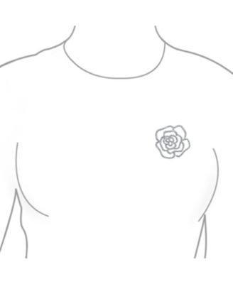 Large Fashion Statement Rose Flower Brooch Pin with Sparkling Crystals Silver Tone