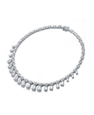 Dazzling White Gold Plated Cubic Zirconia Satement Necklace