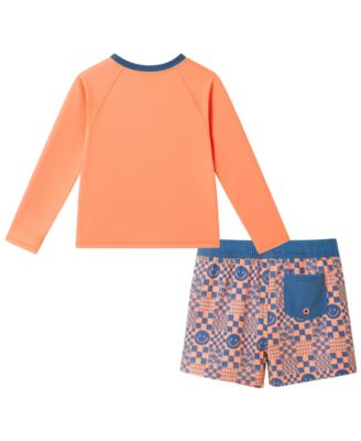 Boys' 2T-5 Crewneck Rash Guard and Printed Shorts, 2-Piece Set