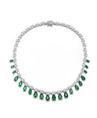 Dazzling White Gold Plated Cubic Zirconia Satement Necklace