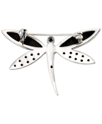 Marcasite (0.45 ct. t.w.) & Onyx Dragon Pin in Sterling Silver