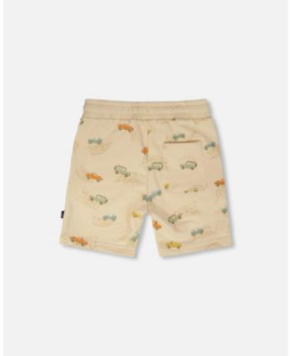 Baby Boys French Terry Shorts Beige Jeep Print