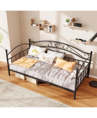 Modern Twin Metal Daybed Frame with Headboard Support - 41