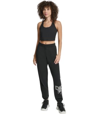 Women's Graffiti Rhinestone Logo High-Rise Relaxed-Fit Joggers