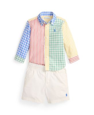 Baby Boys' Poplin Fun Long-Sleeve Shirt and Shorts, 2-Piece Set
