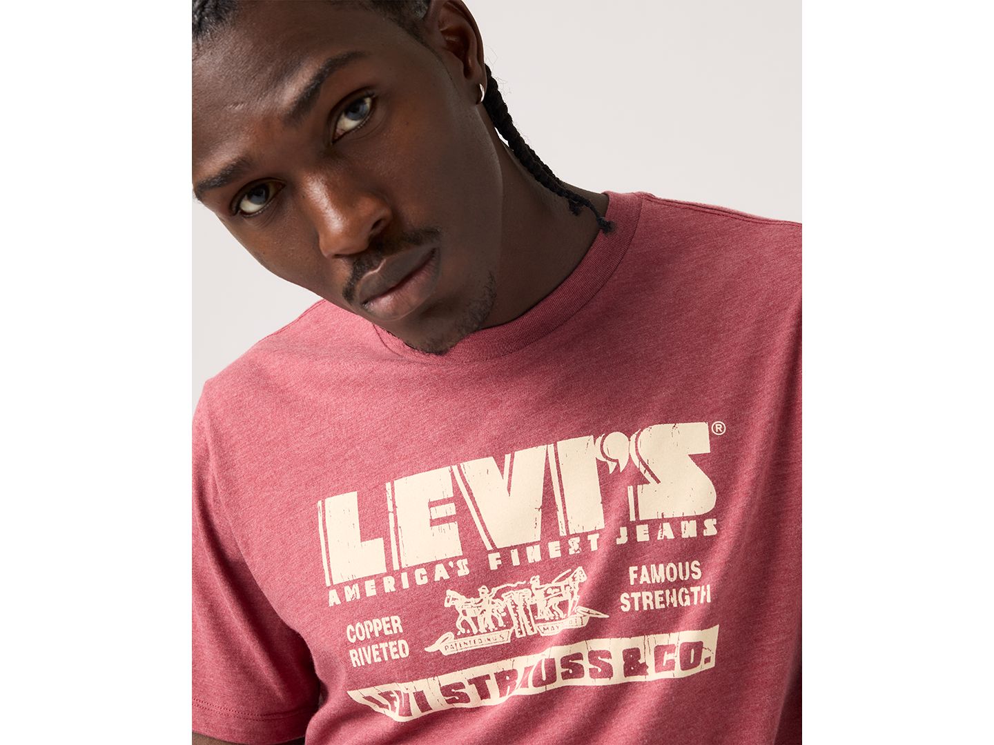 Мужская футболка Levi's Graphic Logo Detail Crewneck, цвет: Земляной красный — фото 3