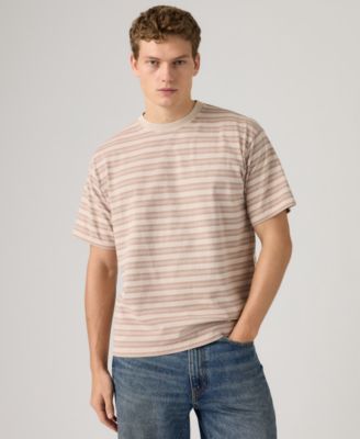Men's Red Tab Vintage Short Sleeve Striped Crewneck T-Shirt