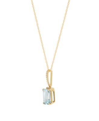 Aquamarine (1-3/8 ct. t.w.) & Diamond Accent Pendant Necklace in 14k Yellow Gold