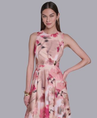 Women's Sleeveless Crew Neck Asymmetrical Dress