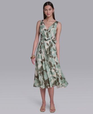 Women's V-Neck Self Sash Dress