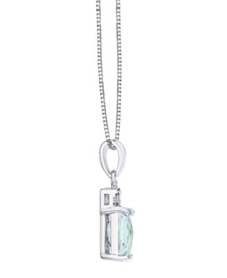 Aquamarine (1-1/4 ct. t.w.) & Diamond Accent Pendant Necklace in 14k White Gold