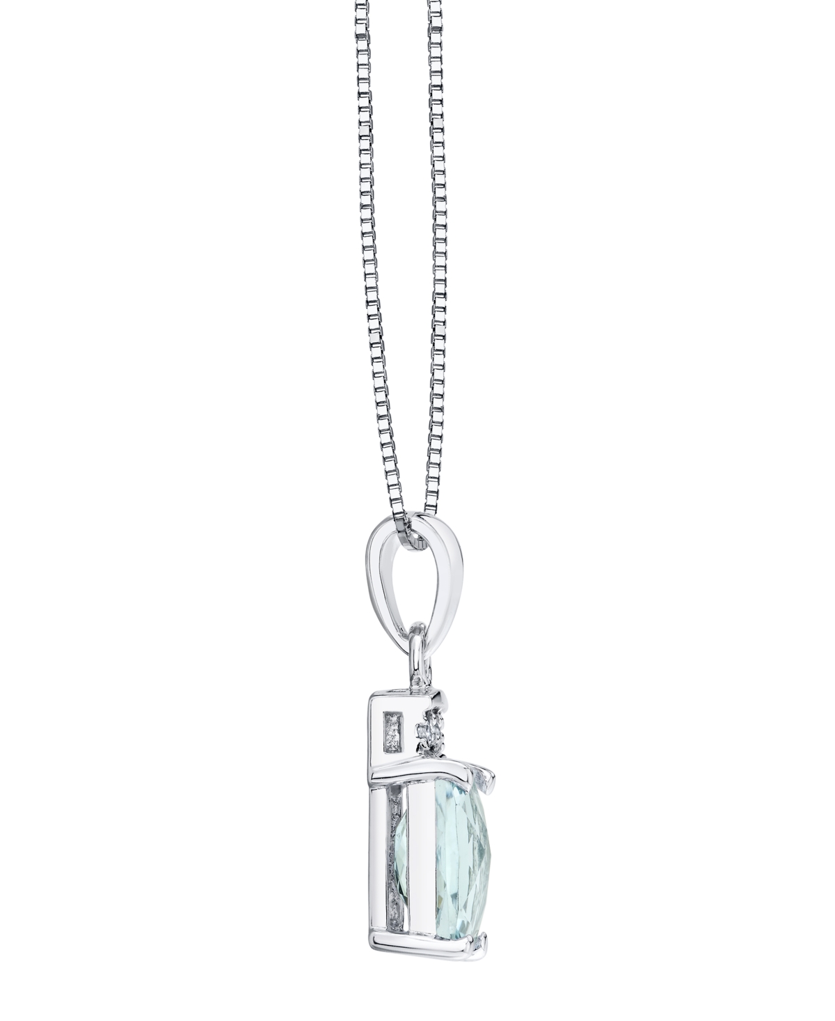 Macy's Aquamarine (1-1/4 ct. t.w.) & Diamond Accent Pendant Necklace in 14k White Gold